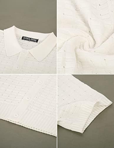 PJ PAUL JONES Мъжки Дишащи Трикотажни Ризи Поло Текстурирани Ризи Топка за Голф с Къс Ръкав