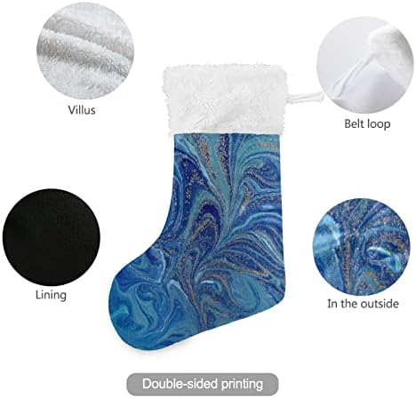 Коледни Чорапи ALAZA, Сини Под Мрамор, Класически Персонализирани Големи Чорапи, Бижута за Семейни Тържества, декорация за Партита,