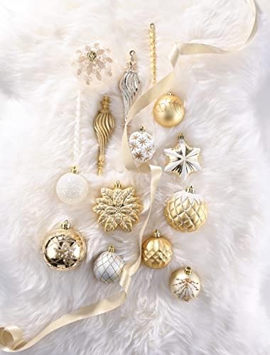 Комплект коледни бижута от бяло злато Severin Madelyn (3 обекта) 120-каратные Украса за Коледните топки + 48-инчов Пола за Коледно + 21-Инчов Коледни чорапи
