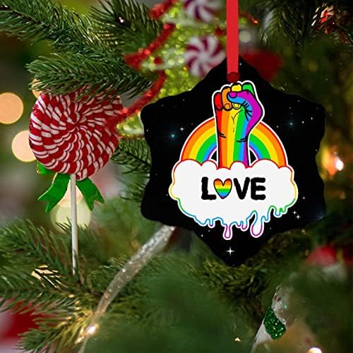 Коледно Дърво Висящи Украшения Любовта Гордостта на ЛГБТ с Преливащи се цветове за Декорация на ЛГБТ Коледни Коледни Декорации Любовта Равенство на Правата ЛГБТК