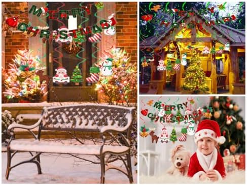 Коледна Гирлянда Kellegour, Коледно Дърво с 12 Висящи Swirls Коледна Камбанка, Коледни Чорапи, Дядо Коледа, Фигура от Северен Елен, Снежен човек, Мультяшное Украса за Коледа,