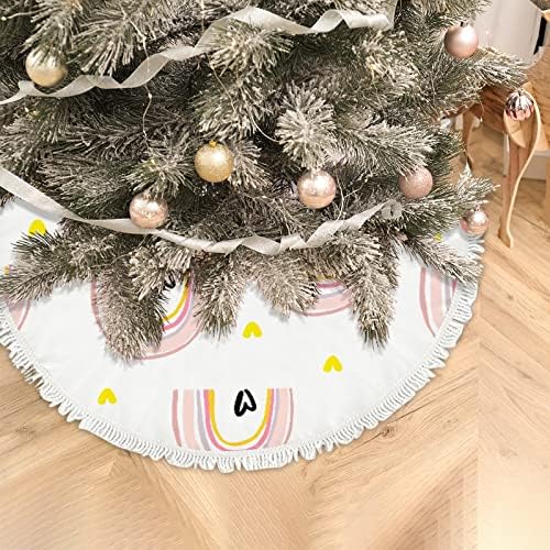 Vantaso 48 инча Голяма Пола под формата на коледно дърво, Коледна Украса с Пискюли, Преливащи Облаци Сърцето Коледно Дърво Подложка