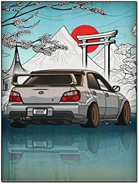 ToMart Авто Плакат Японски Subaru Impreza WRX STi Плакат С Принтом върху Платно, с монтиран на стената Художествен Плакат за Спалня