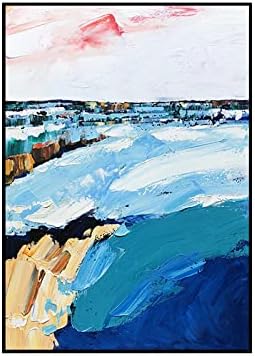 Картина от ръчно рисувани - Живопис с маслени бои с ръчно рисувани, пейзаж с облаците, абстрактен фон за всекидневната, декоративна