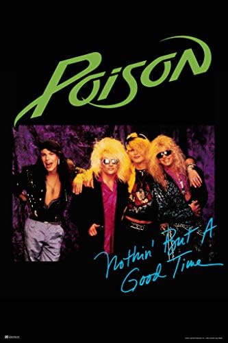 Poison Нищо But a Good Time Песен Сингъл е Кавър на Хеви-Метъл Музикални Стоки Ретро Реколта на 80-те и 90-те Години на Козметична Група, Страхотен Декор на Стените Художествена
