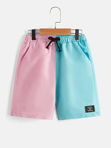 Двуцветен спортни къси панталони с цветни блокчета за момчета Cozyease, Панталони с буквенными заплатками на експозиции на талията