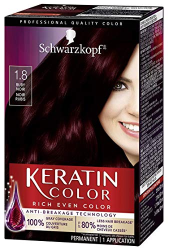 Крем за постоянен боядисване на коса Schwarzkopf Keratin Color, 1,8 Ruby Noir