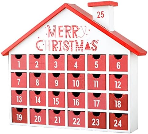 Коледен Календар за Обратно Броене Дървена Къща Адвент Календари Писмо Украса Кутия шоколадови Бонбони Коледна Украса Обратно броене до Коледа
