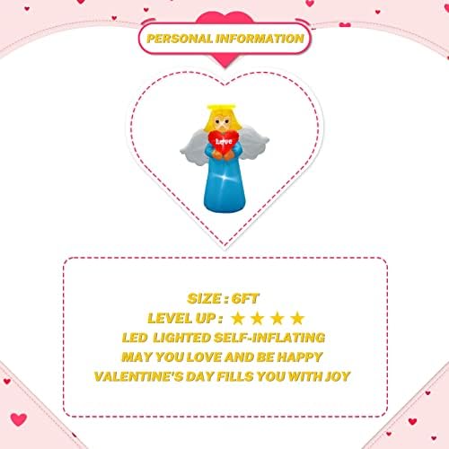Joyfizzle Надуваем Ангел височина 6 метра, на Деня на Свети Валентин с Сърце от Любов, Надуваем с led крушки за парти в чест на