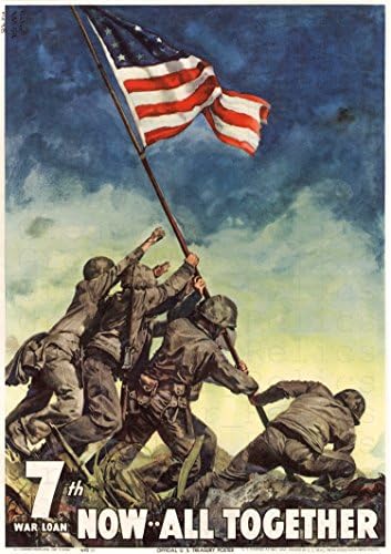 Плакат UpCrafts Studio Design IWO JIMA, Размер 8,3x11,7 инча - Морски пехотинци от Втората Световна война Вдига флаг на САЩ, Копие на американската пропаганда, и Военни Сувенири Декор