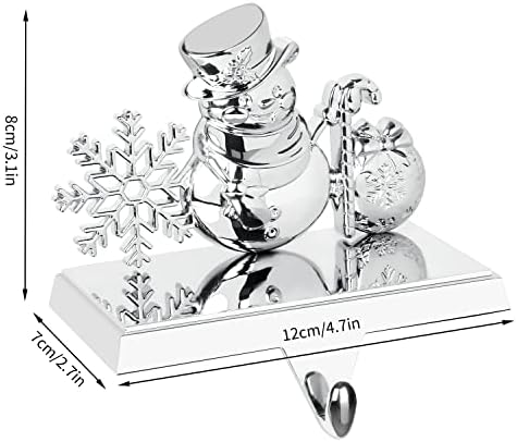 Waenerec Титуляр за Отглеждане с Снеговиком, Здрава Сребърна Поставка за Коледни Чорапи, 3D Метални Закачалки за Отглеждане във