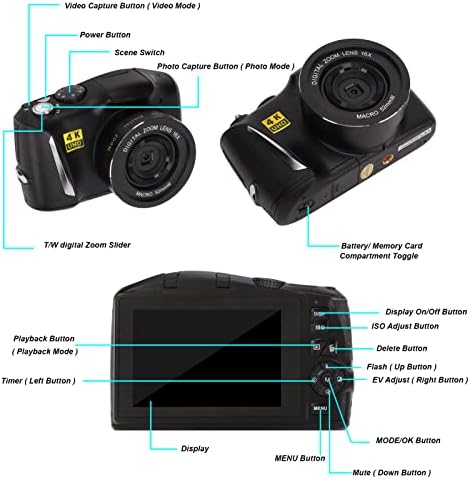 Цифров фотоапарат 4K Ultra HD 48-мегапикселова камера с 16 кратно цифрово увеличение, 3,2-инчов екран, камера за Подводни Камери