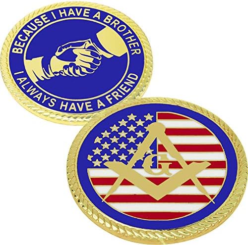MasonicMan Флаг на САЩ Метална Масонская Монета Масонството Двустранно Монета на Обаждане, Подарък чанта (2 опаковки)