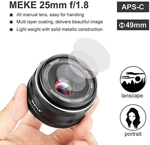 Широкоъгълен обектив Meike MK 25mm f/1.8 с Голяма бленда и Ръчно Фокусиране, за да Беззеркальных фотоапарати Canon EOS-M Mount
