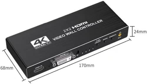 Контролер видеостены MOOKEENONE 4K 2x2 Matrix с дистанционно управление, Матричен превключвател HDMI 60 Hz 4x4 Скоростна избора на матрица HDMI 1X2 1x4 дървен материал 1X3 2X1 3x1 4X1