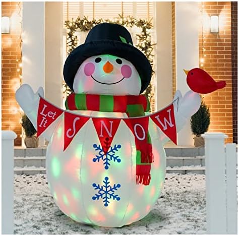 Дядо Коледа е Коледен Надуваем Снежен човек с Цветни Led Светлини Външни Градински Орнаменти за Коледното парти