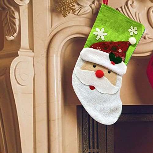 Мини Коледни Чорапи, 1 Опаковка, 4 Декорация за Отглеждане във формата на Коледна Елха, Подарък Карта, Чанта, Държач, Дядо коледа,