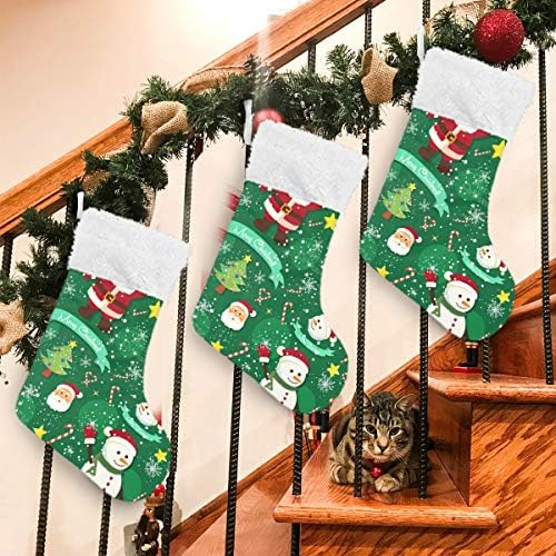 Коледни Чорапи ALAZA, Коледа, Снежен човек и Дядо коледа, Класически Персонализирани Големи Чулочные Украса за Семейни Тържества,