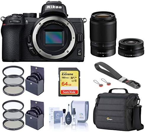 Корпус беззеркальной фотоапарат Nikon Z 50 формат DX с VR-обективи NIKKOR 16-50 мм f / 3,5-6,3 и 50-250 мм F / 4,5-6,3, основно