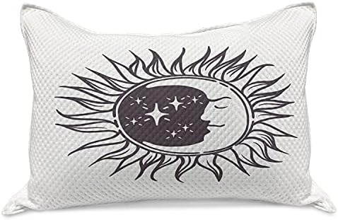 Калъфка за възглавница от вязаного юрган Ambesonne Moon Лъчи, Художествено Изображение Звезди и Полумесец под формата на Слънчев