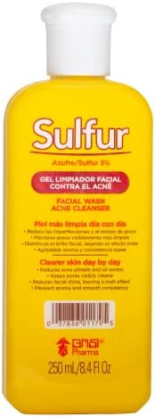 Sulphur Grisi, Средство за измиване и почистване на лицето, намалява Излишните мазнини в пъпки. 8,4 Течни унции, Бутилка