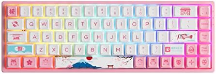 Ръчна детска клавиатура Akko 3068B Plus World Tour Tokyo R2 65%на сто, 68 клавиши RGB с възможност за гореща замяна, Розово, безжична