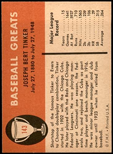 1961 Fleur 143 Джо Тинкер Синсинати Редс / Къбс (Бейзболна картичка) Ню Йорк / Mount Редс /Къбс