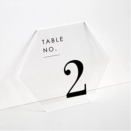 UNIQOOO 7-инчов Прозрачен Шестостенни Акрилна Табела, Сватбена маса, пощенска Картичка и подарък, Детска крайъгълен камък | за приемане на гости, Централно украса, Рест?