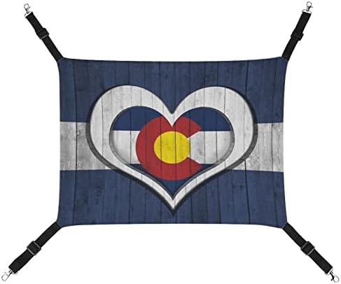 Хамак за Домашни любимци с Флага Колорадо във формата на Сърце и Дърво, Удобна Регулируема Подвесная Легло за по-Малките Животни,