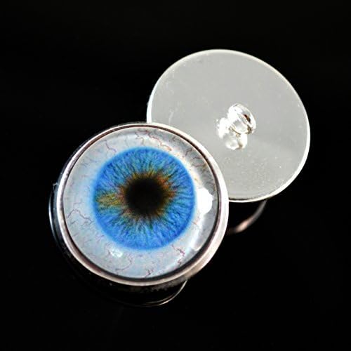 Пришейте 10 мм Копчета-хвостовики син цвят под формата на човек с бели стъклени очи и петельками - за домашни любимци, плюшени играчки,