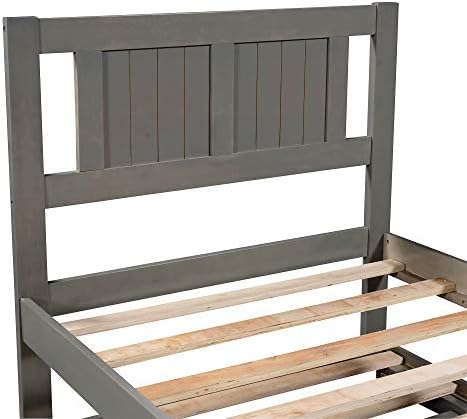 Рамка на легло Twin с регулируем чекмедже, Рамка легла Twin Платформа с таблата, Лесно трансформируемый 2 Легла за спалня, Хол,