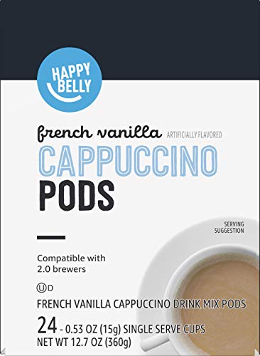 Марка - Кафе шушулки Happy Belly Cappuccino Лека печене, Съвместими с пивоварнями обем от 2.0 До, С вкус на френска ванилия, брой 24 бр.