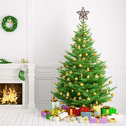 NUOBESTY Коледна Звезда Елха Topper Ратанови Звезда Върхът на Дървото Коледно Дърво Topper Коледно Дърво Горния Декорация за Празничната