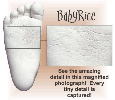 Комплект за детска леене BabyRice / Рамка с ефект дъб 11,5x8,5 инча / Кремовое за монтиране на 3 дупки / Крем основа / Бронзова боя