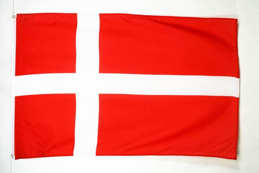 ФЛАГ AZ Знаме на Дания 3 'x 5' - Датски знамена 90 x 150 см - Банер 3x5 фута
