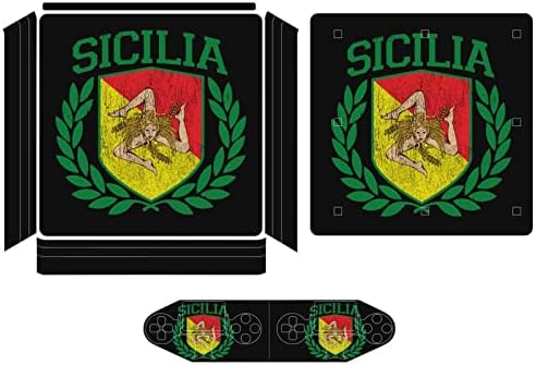 Сицилиански Флаг на Щита с Лаврами, Забавен Стикер, Защитен Филм на кожата, Фина Стикер с Пълна Принтом, Калъфи за PS-4 Slim/PS-4