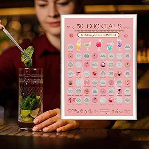 LOADWRITE Скреч плакат 50 Коктейли с ръководството за рецепти Миксологии, Летен Специален списък от Освежаващи коктейли 2022 година