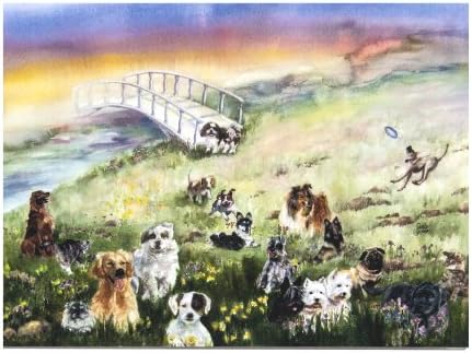 Пощенска картичка с съчувствено към Домашно животно Rainbow Bridge за Кучета