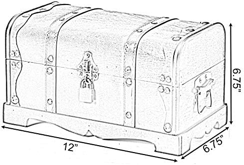 Ретро Малък Дървен сандък със съкровище в пиратски стил (сандък с катинар) (QI003026.p)