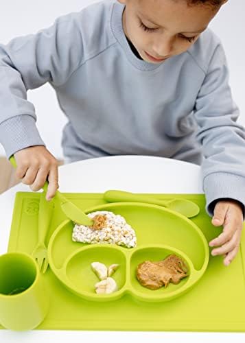 прибори ezpz Happy - Вилица, лъжица и нож, не съдържащи Бисфенол А, за деца + предучилищна възраст + за самостоятелно хранене