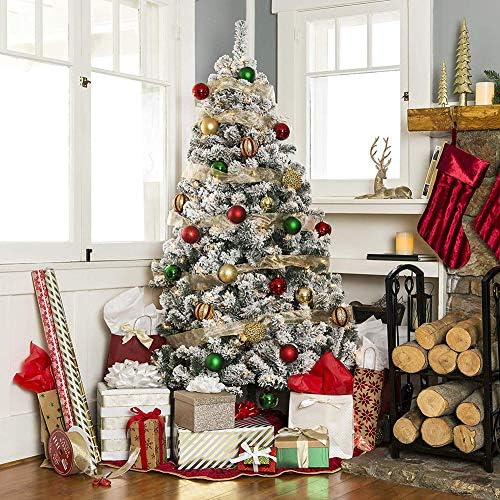 4 Фута Изкуствена Коледна елха със Снежинками, Първокласно Прикачени файлове Празнична украса от бор, Без подсветка за Коледната