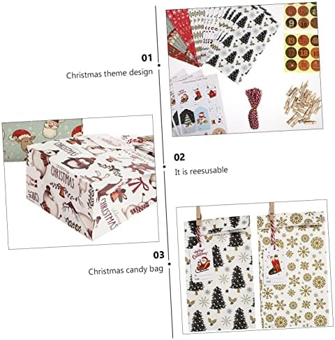 ПРЕНОСИМ 1 Комплект Подаръчен Пакет Контейнери за бонбони за подарък Подарък Контейнери Коледни Подаръци чанти Чанти с Календар за Обратно броене на Коледа На 24-Дн