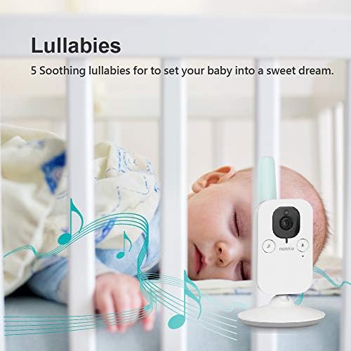 Видеоняня nannio Hero3 с нощно осветление и помощник вибрации, 3,5 Монитор за детски фотоапарат, Активиране на звук, Lullaby, Стайна температура, Двупосочно аудио, За новороде