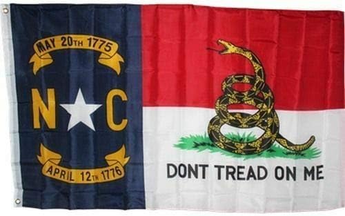 Вятър Северна Каролина Не Наступай НА МЕН Държавния Флаг 3x5 фута Гадсден Гърмяща Змия Snake NC Премия е Устойчив На избледняване