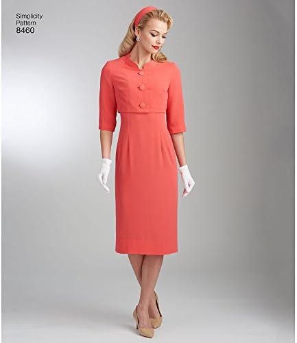 Simplicity Vintage US8460RS Винтажное една модерна женствена рокля на 1950-те години и Сако в тон, Размери 14-22