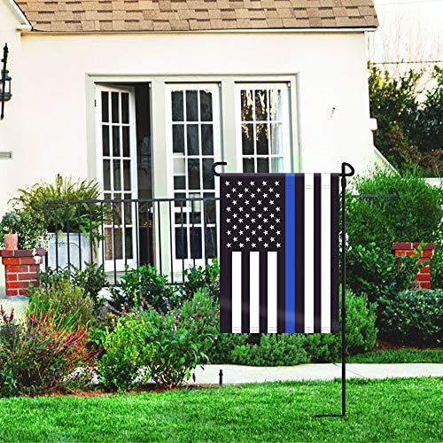 HOOSUN Двустранен градински флаг на американската полиция с тънка синя линия, САЩ Декоративни градински флагове на Съединените Щати