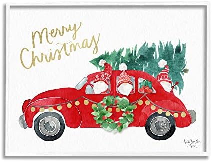Stupell Industries Санта Джуджетата Зад волана на Коледните колата Празнична коледна Елха, Дизайн Хизерли Чан