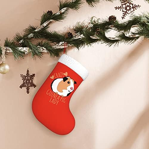 Waymay Луда Морско Свинче Дама Коледа На Отглеждане 18 Инча Коледен Окачен Чорап Класически Празнични Украси Чорапи