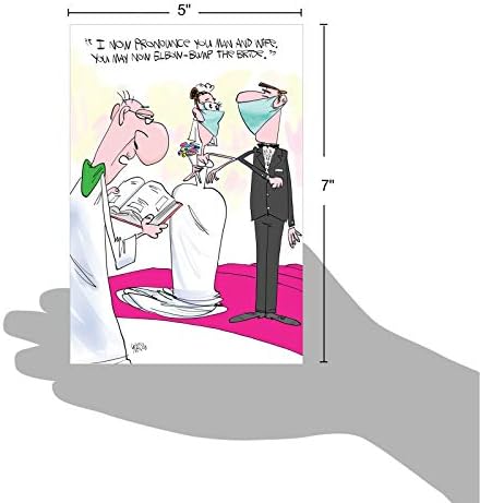 NobleWorks - 1 Поздравителна Картичка за сватбата - Забавна Мультяшная Картичка За церемонията, на Любов и грижа - Elbow Bump C9175WDG