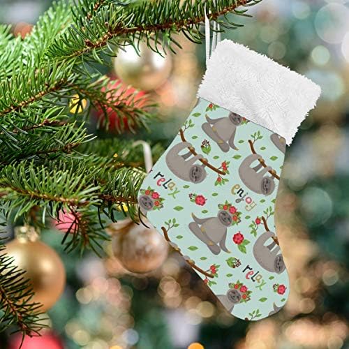 Коледни Чорапи ALAZA, Сладки Ленивцы, а Туристи по Клоните На Тропически Лиани, Класически Персонализирани Малки Чулочные Украса